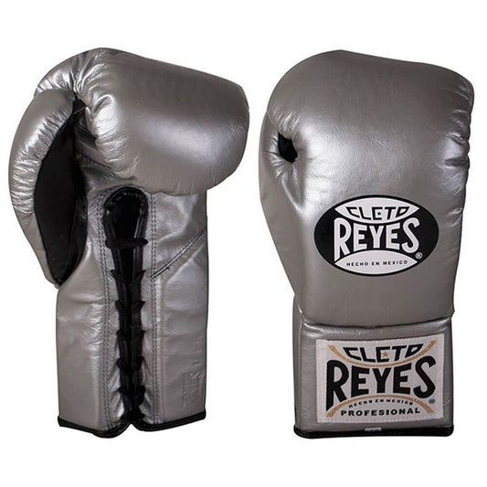 Cleto Reyes Lace-Up Boxing Gloves – Silver Leather