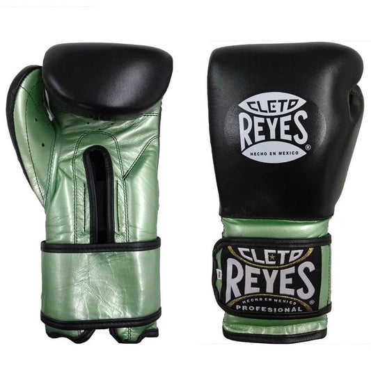 Cleto Reyes Black & Green Boxing Gloves – Premium Training Gloves (Velcro Closure)
