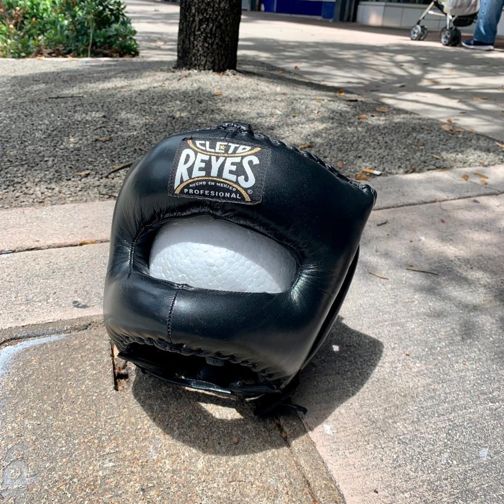 Cleto Reyes Professional Black Leather Boxing Headgear with Face Bar