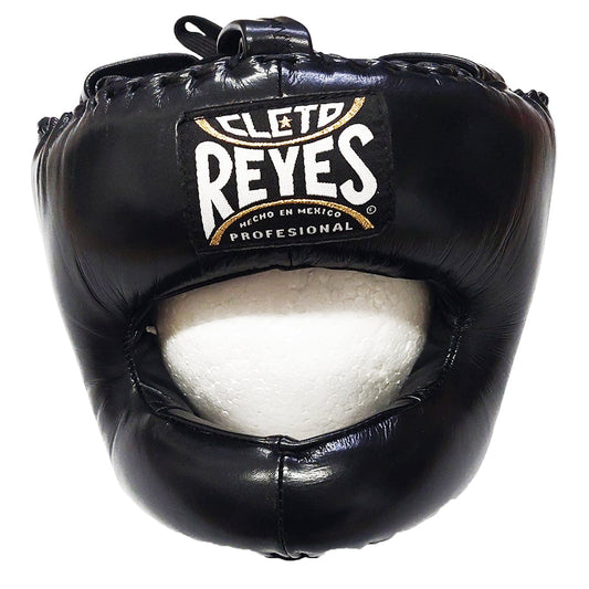 Cleto Reyes Professional Black Leather Boxing Headgear with Face Bar