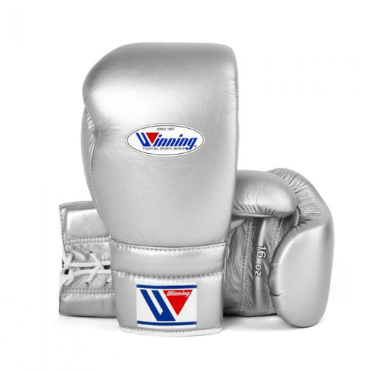 Winning Boxing Gloves – Silver Lace-Up Training & Sparring Gloves
