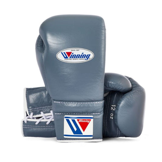 Winning MS-600 Style Boxing Gloves – High-Quality Lace-Up Training Gloves (Gray)