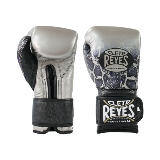 Cleto Reyes Snake Skin Boxing Gloves – Premium Silver & Black Training Gloves