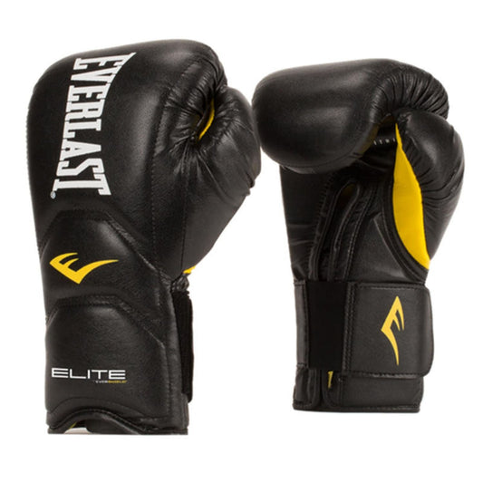 Everlast Elite Boxing Gloves – Black Velcro Training Gloves