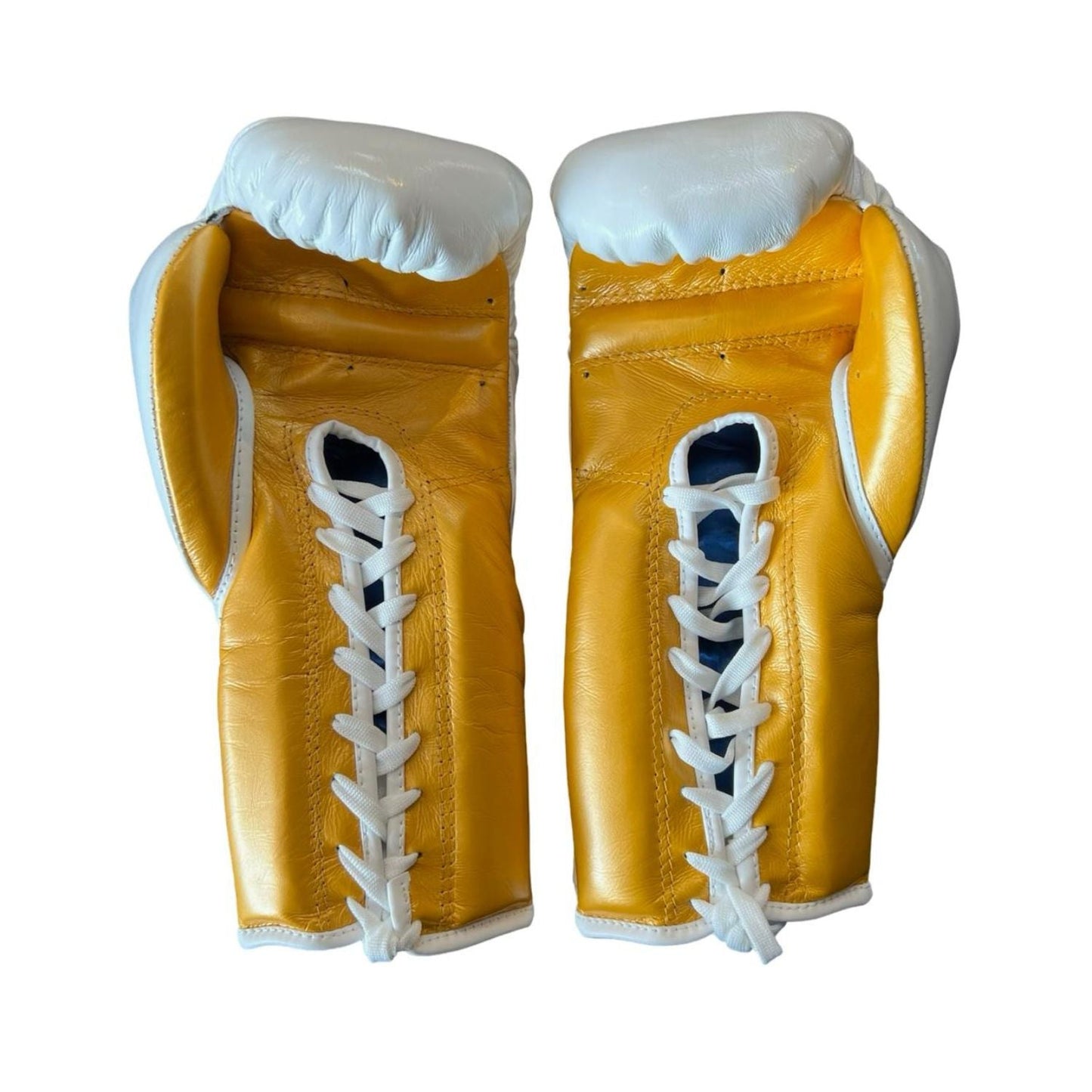 Bayoneta Boxing Gloves – White/ Caramel/ Gold Lace-Up Mexican-Style Training Gloves