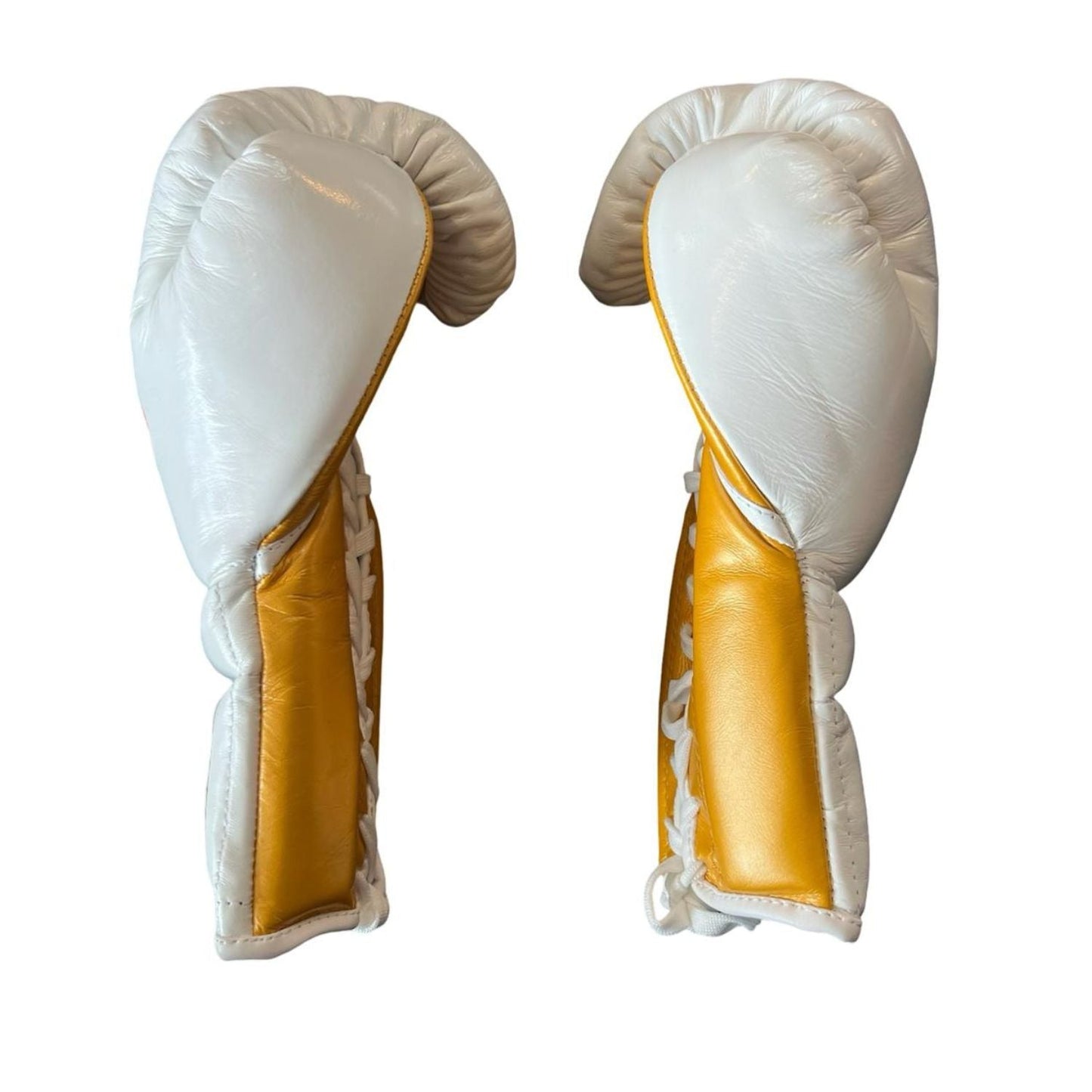 Bayoneta Boxing Gloves – White/ Caramel/ Gold Lace-Up Mexican-Style Training Gloves