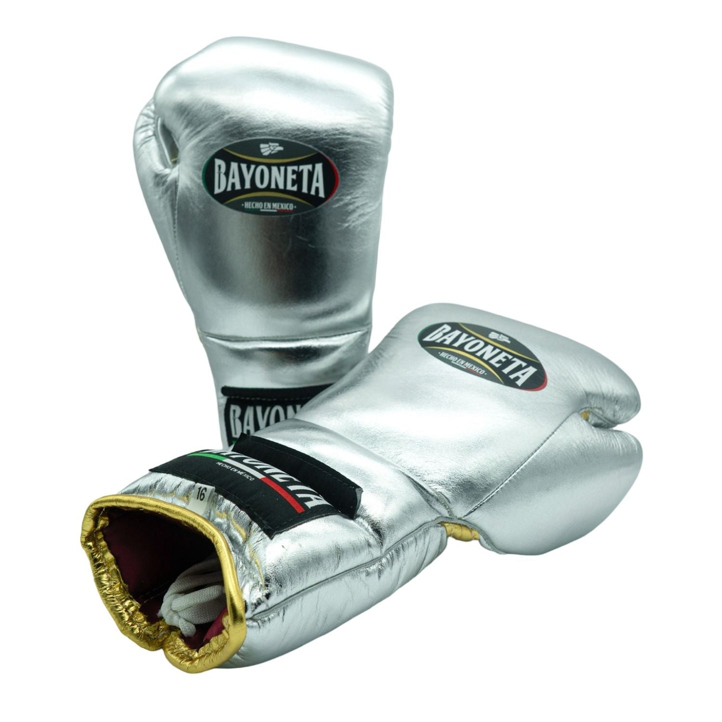 Bayoneta Boxing Gloves – Metallic Silver Lace-Up Mexican-Style Training Gloves