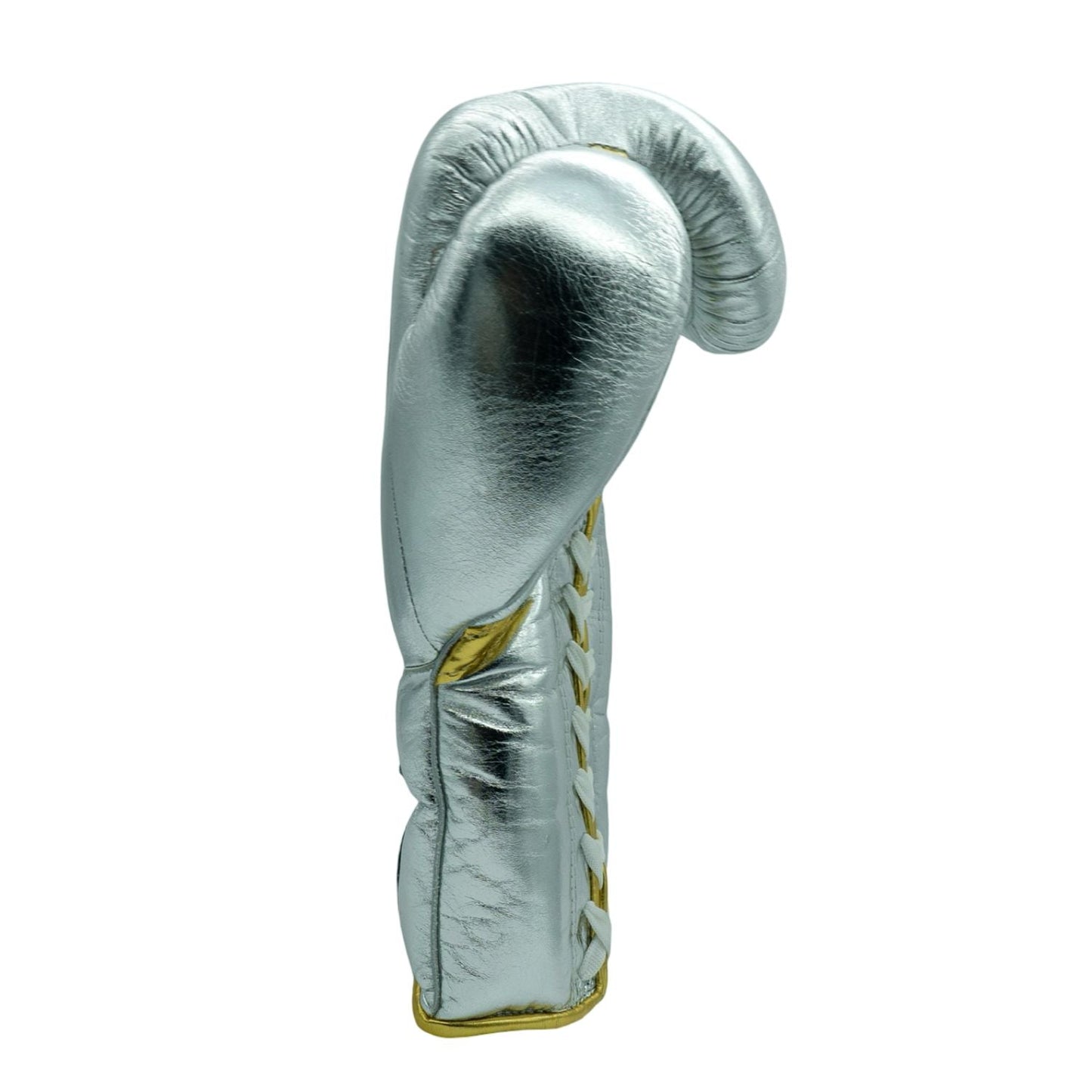 Bayoneta Boxing Gloves – Metallic Silver Lace-Up Mexican-Style Training Gloves