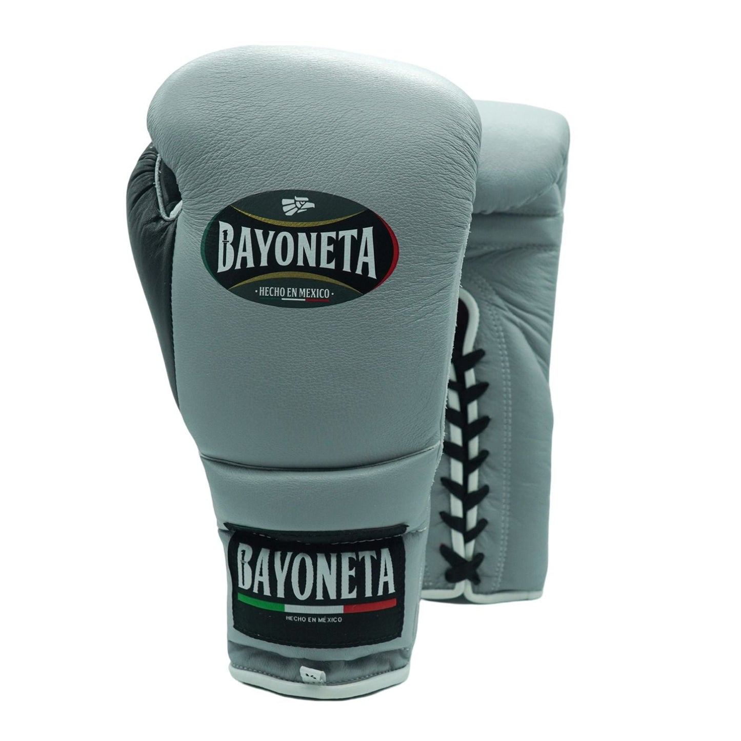 Bayoneta Boxing Gloves – Light Gray/ Black/ White Lace-Up Mexican-Style Training Gloves