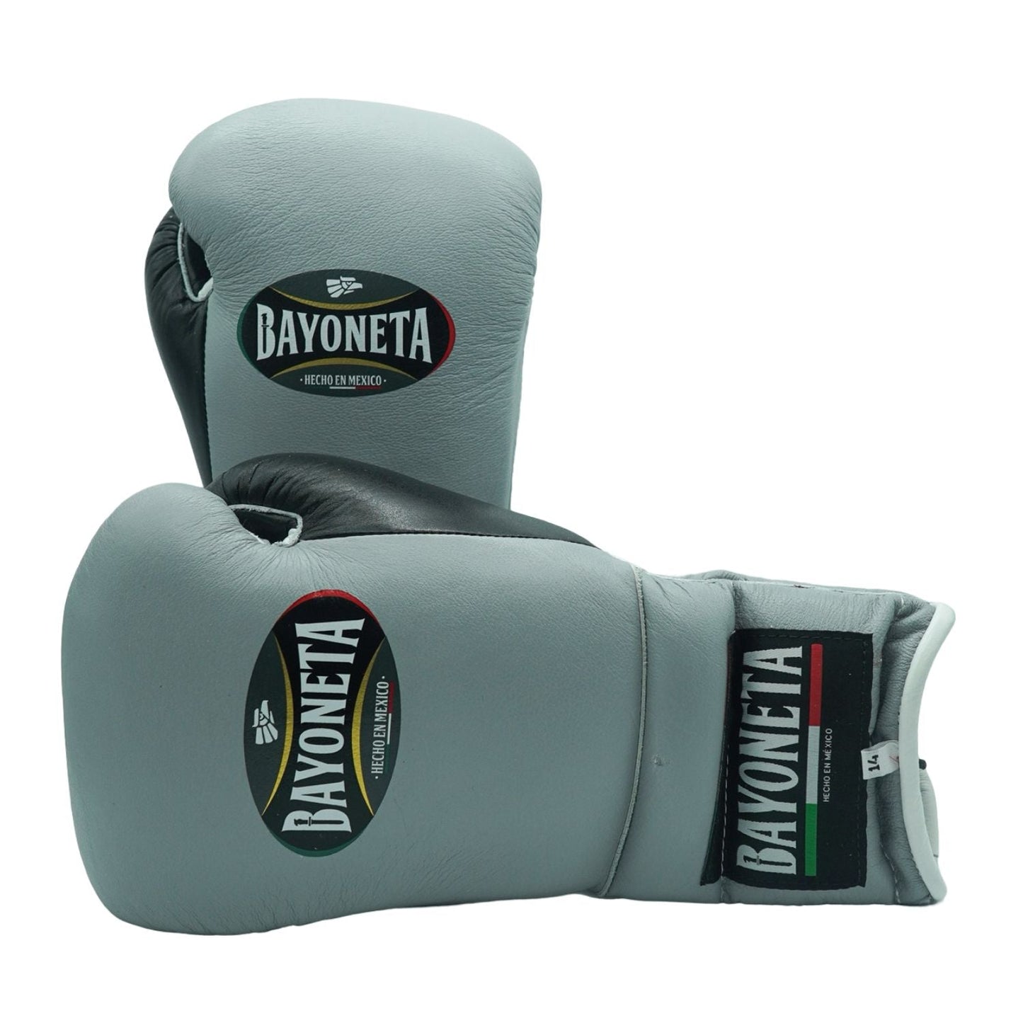 Bayoneta Boxing Gloves – Light Gray/ Black/ White Lace-Up Mexican-Style Training Gloves