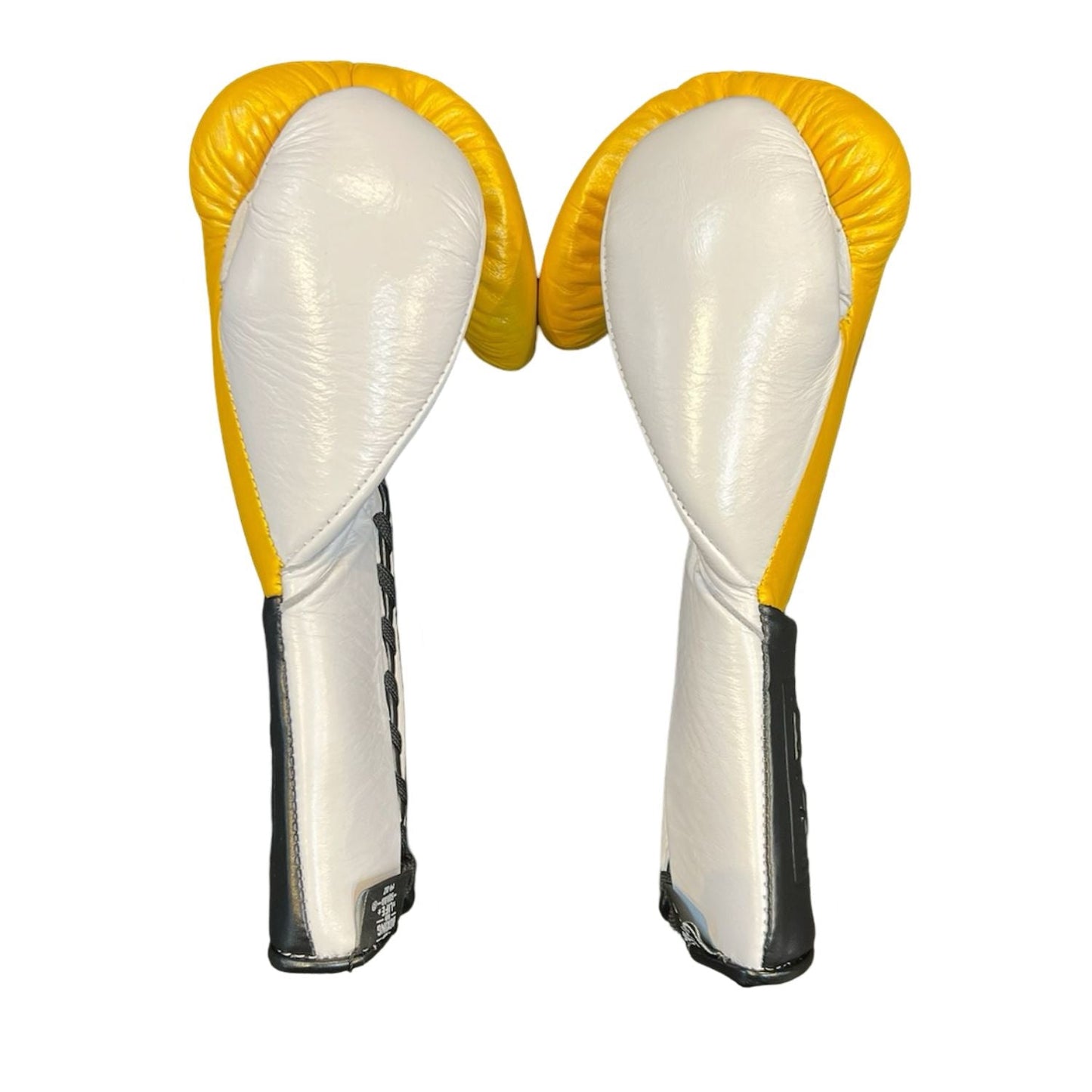 No Boxing No Life Training Gloves – Yellow and White Lace-up Style