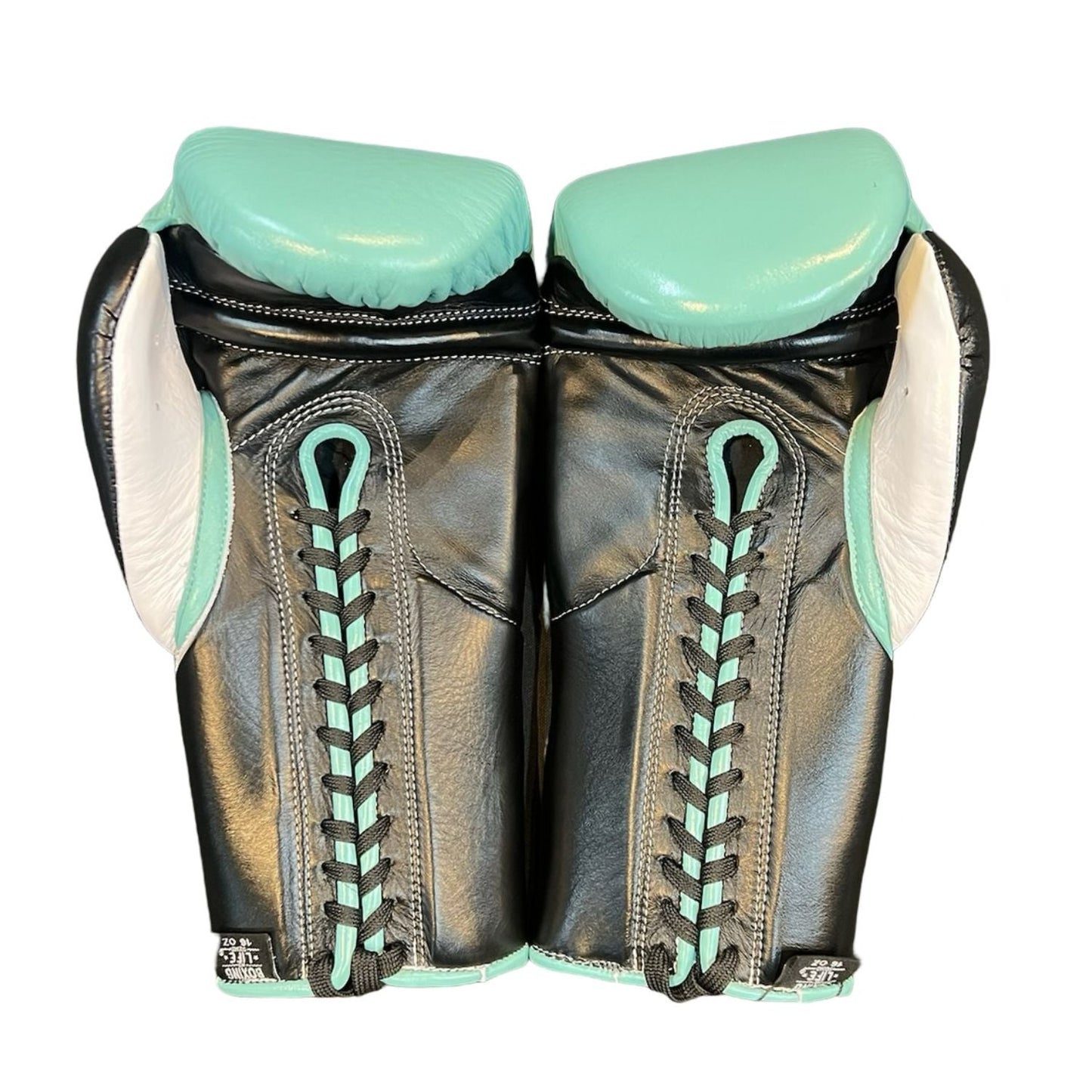 No Boxing No Life Training Gloves – Mint Green and Black Lace-up Style