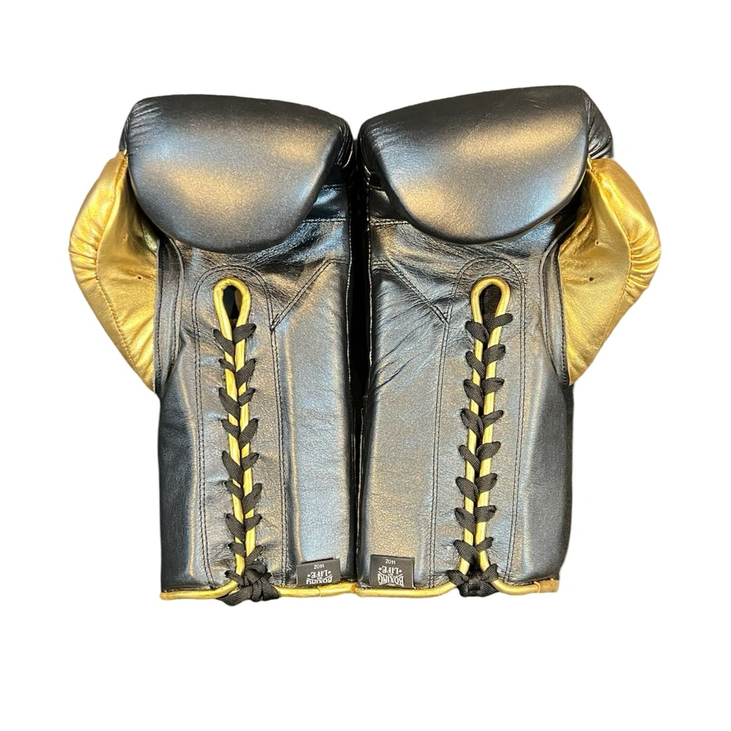 No Boxing No Life Training Gloves – Black and Gold Lace-up Style