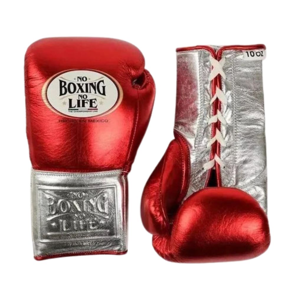 No Boxing No Life Red Silver Boxing Gloves – Premium Fight Gear