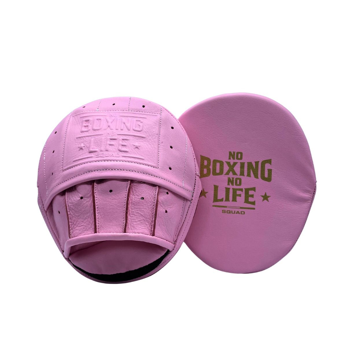 No Boxing No Life Focus Mitts – Pink Leather Boxing Pads