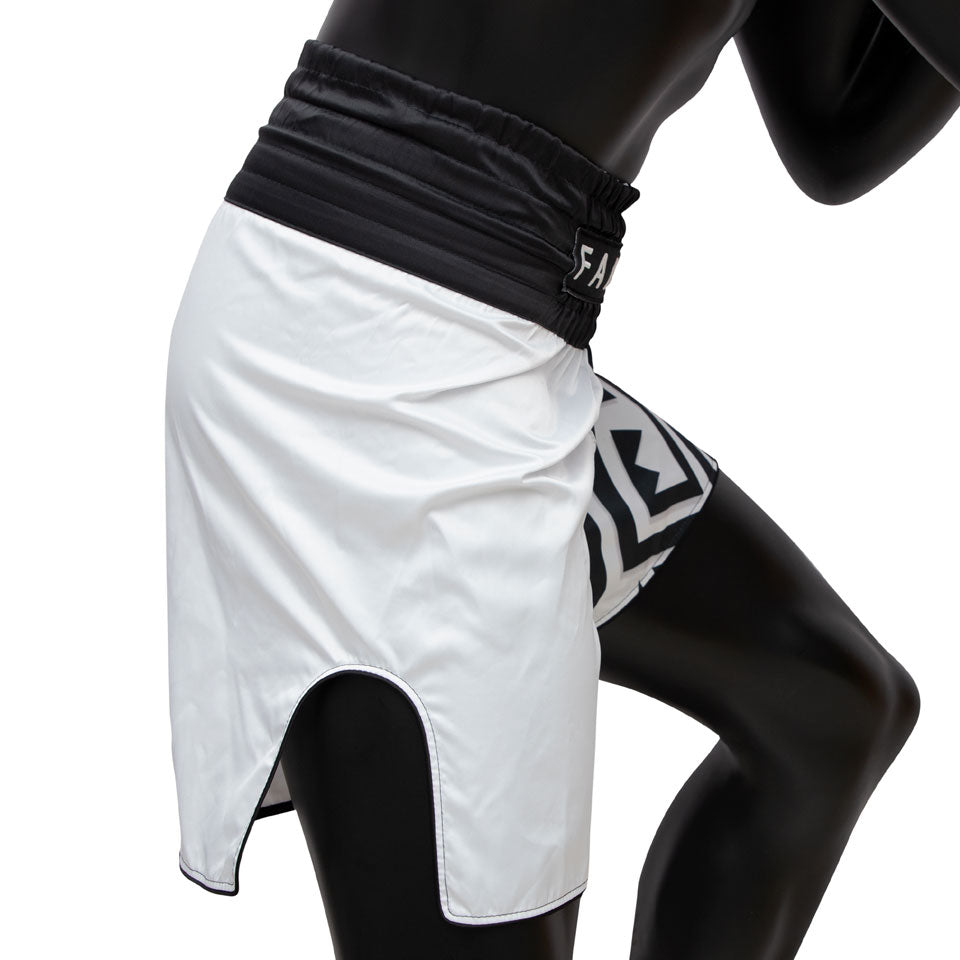 Fairtex Mono Boxing Shorts – Black & White Geometric Design