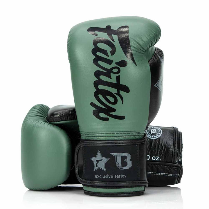Fairtex x Booster Muay Thai Boxing Gloves – Green/Black