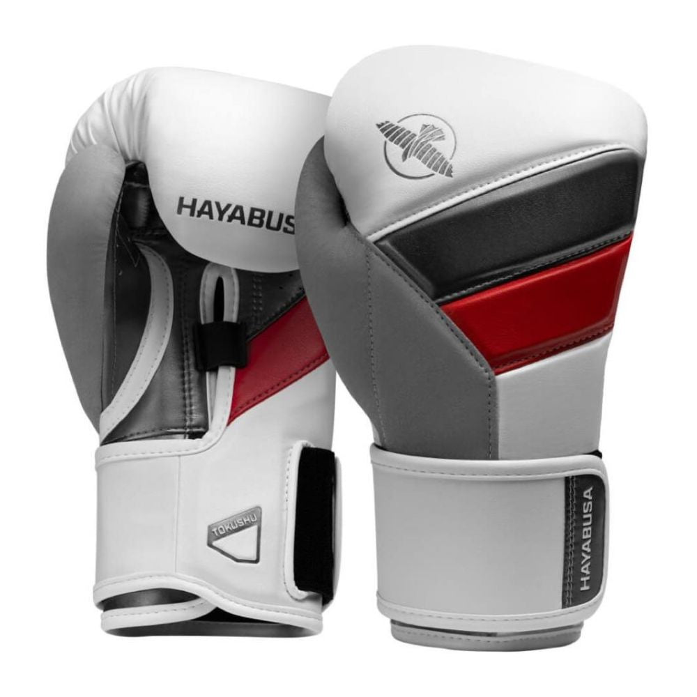 Hayabusa Tokushu Boxing Gloves – White, Red & Gray