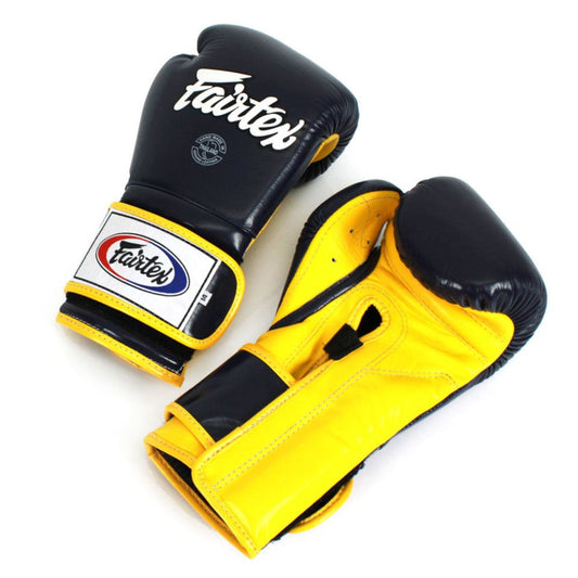 Fairtex Boxing Gloves – Black & Yellow | Premium Muay Thai & Training Gloves