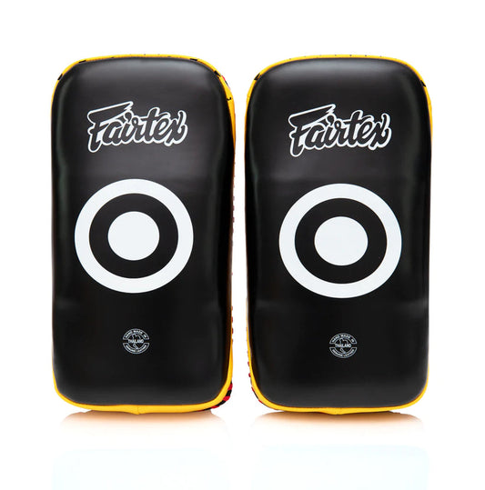 FAIRTEX Curved Muaythai Kick Pads Extra Thick [Black/Yellow]