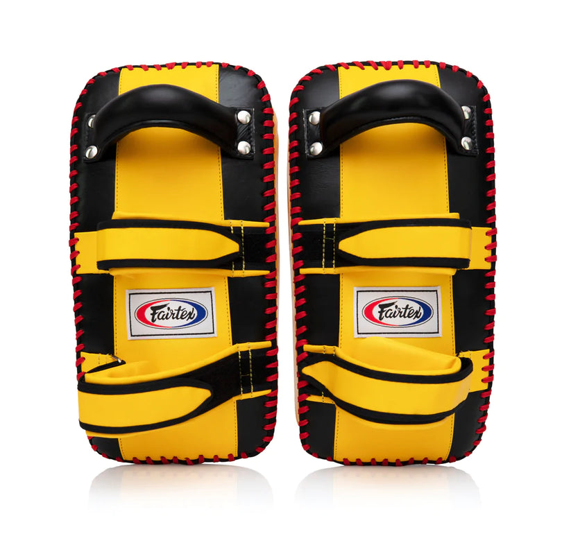 FAIRTEX Curved Muaythai Kick Pads Extra Thick [Black/Yellow]