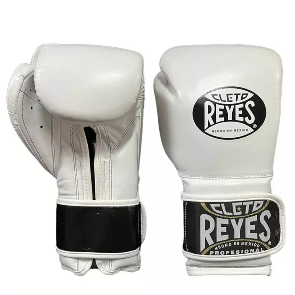 Cleto Reyes Boxing Gloves - White Leather Hook Loop Sparring Gloves