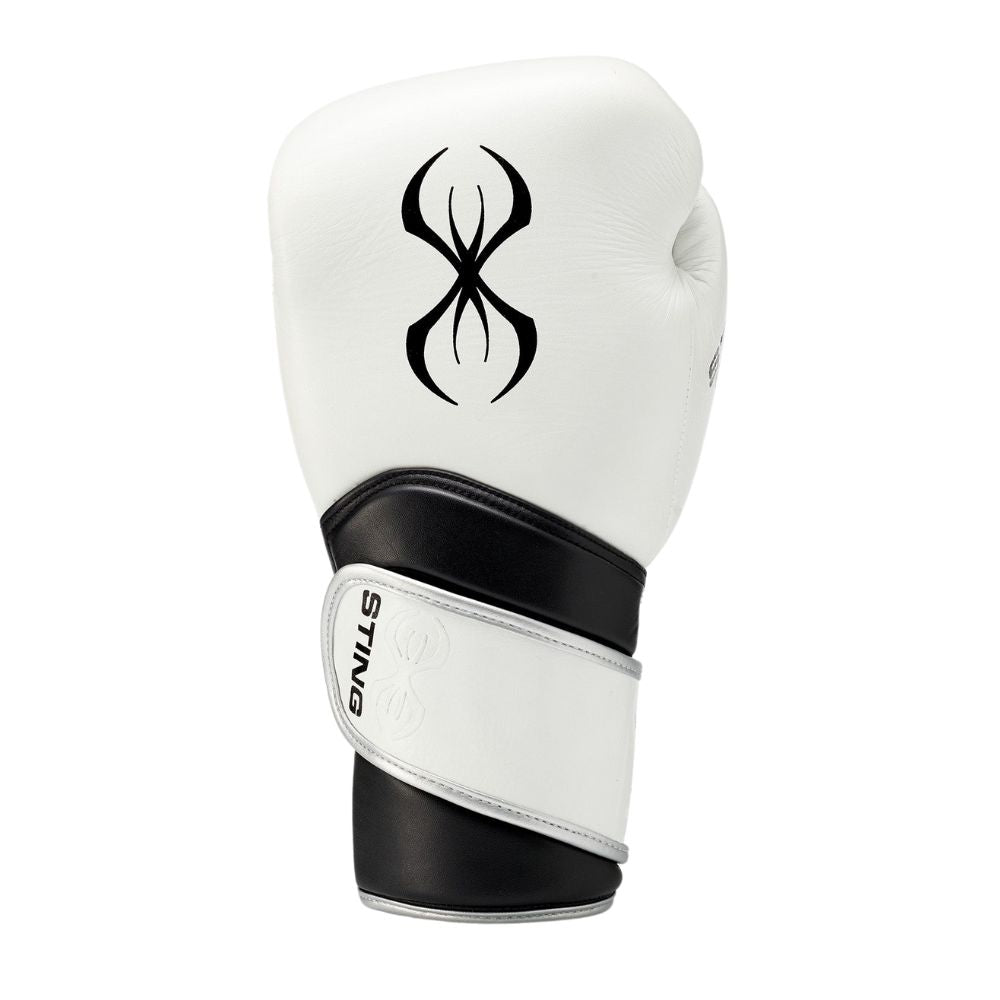 Sting Boxing Gloves – White & Black Muay Thai Sparring Gloves