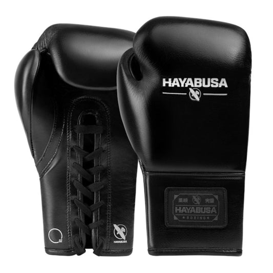 Hayabusa Classic Lace-Up Boxing Gloves – Black | Premium for Training & Sparring