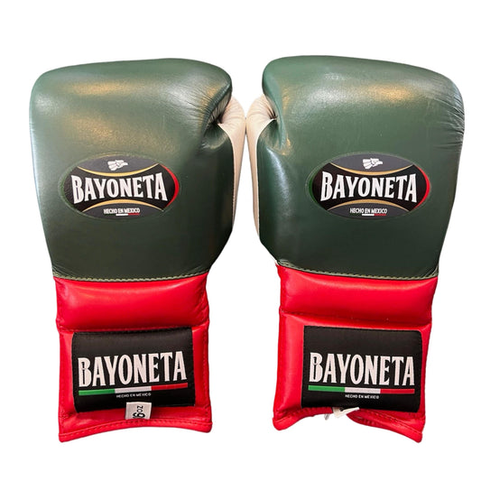 Bayoneta Boxing Gloves – Green and Red Lace-Up Mexican-Style Training Gloves