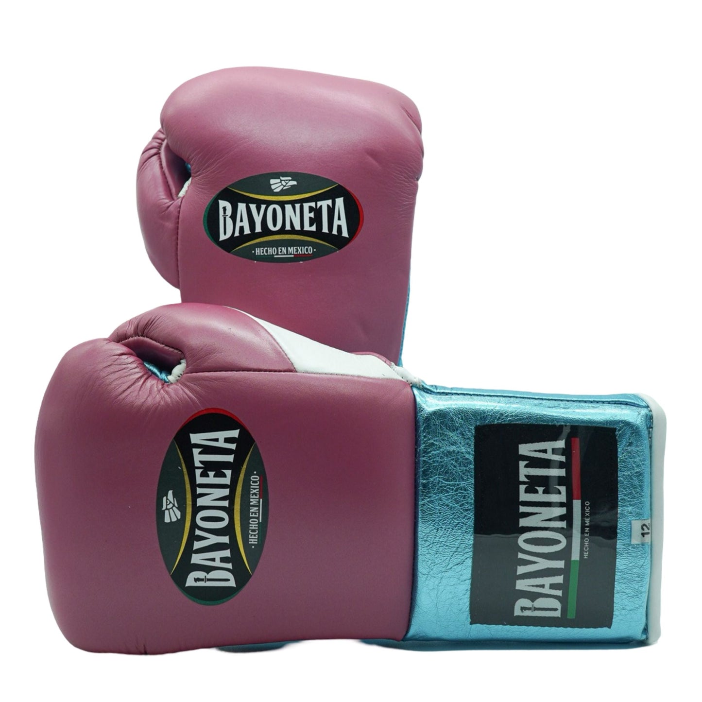 Bayoneta Boxing Gloves – Pink and Metallic Blue Lace-Up Mexican-Style Training Gloves