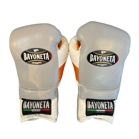 Bayoneta Boxing Gloves – Gray and Orange Lace-Up Mexican-Style Training Gloves