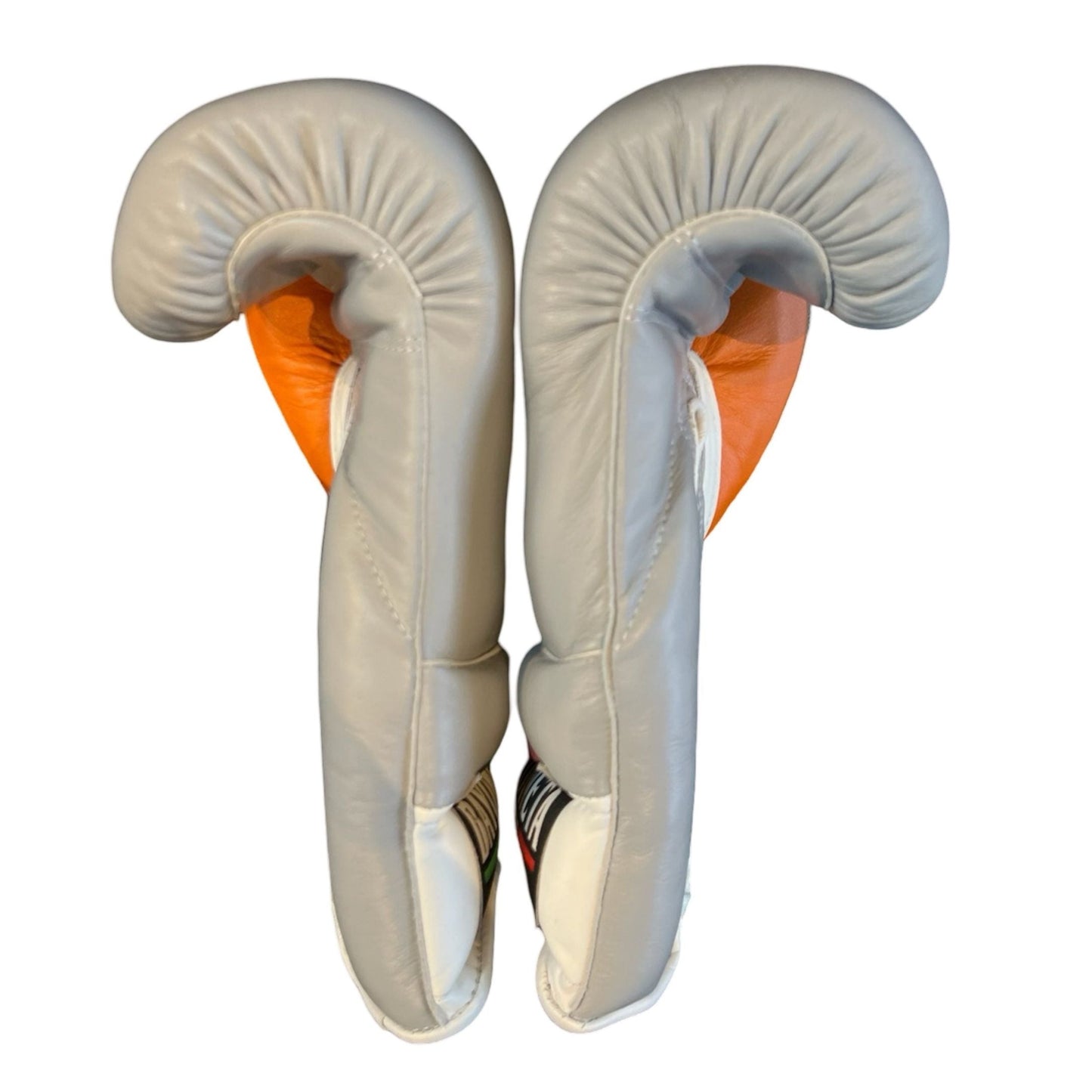 Bayoneta Boxing Gloves – Gray and Orange Lace-Up Mexican-Style Training Gloves