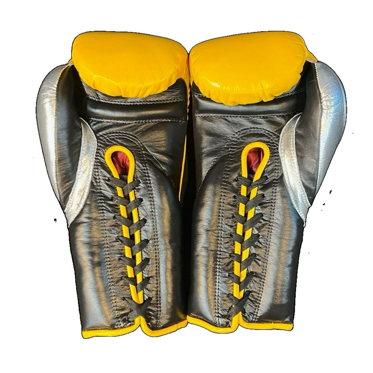 Bayoneta Boxing Gloves – Lace-Up Training Gloves Yellow/ Black/ Silver