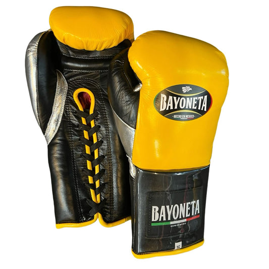 Bayoneta Boxing Gloves – Lace-Up Training Gloves Yellow/ Black/ Silver