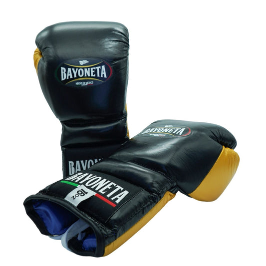 Bayoneta Boxing Gloves – Black and Gold Velcro Mexican-Style Training Gloves