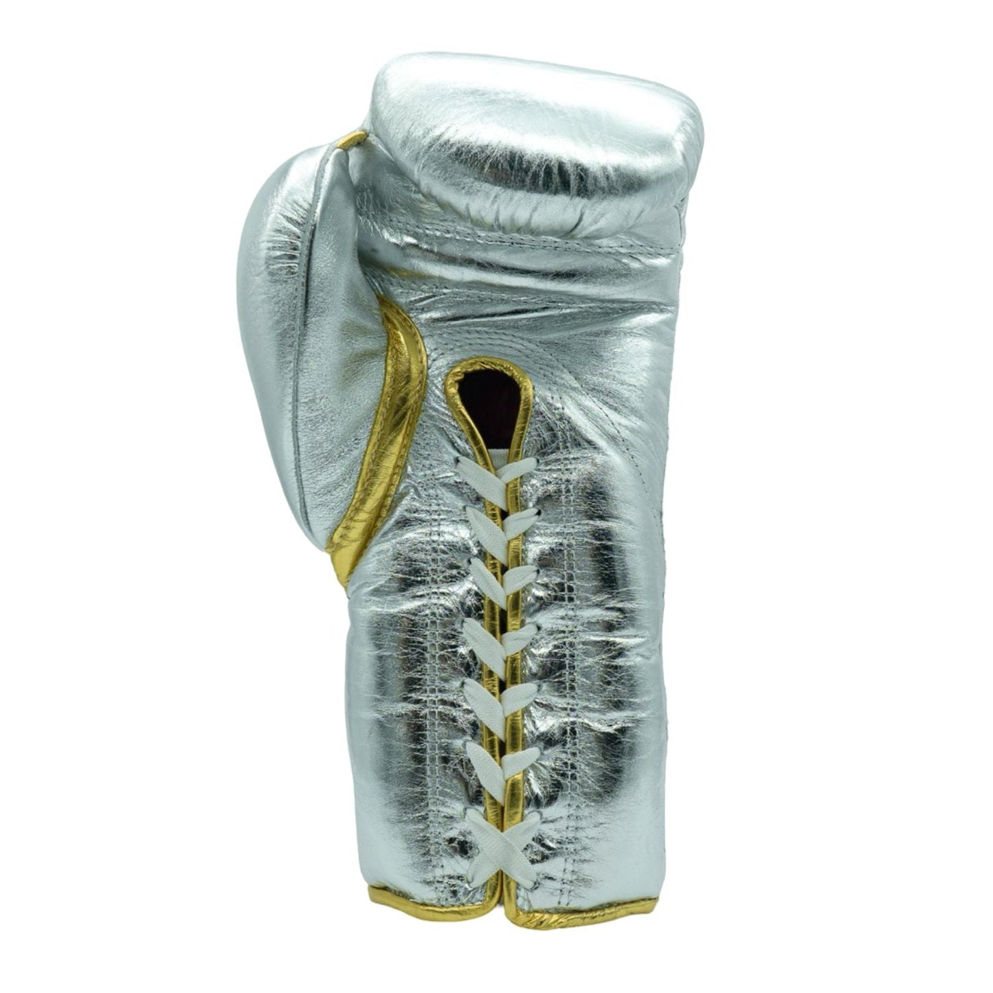 Bayoneta Boxing Gloves – Metallic Silver Lace-Up Mexican-Style Training Gloves