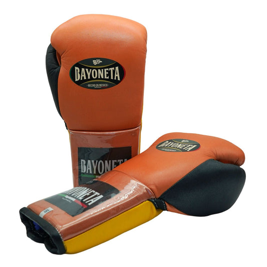 Bayoneta Boxing Gloves –  Orange/ Black/ Yellow Velcro Training Gloves