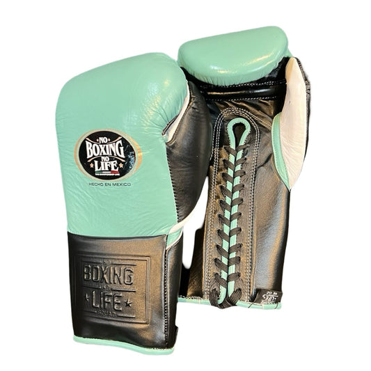 No Boxing No Life Training Gloves – Mint Green and Black Lace-up Style