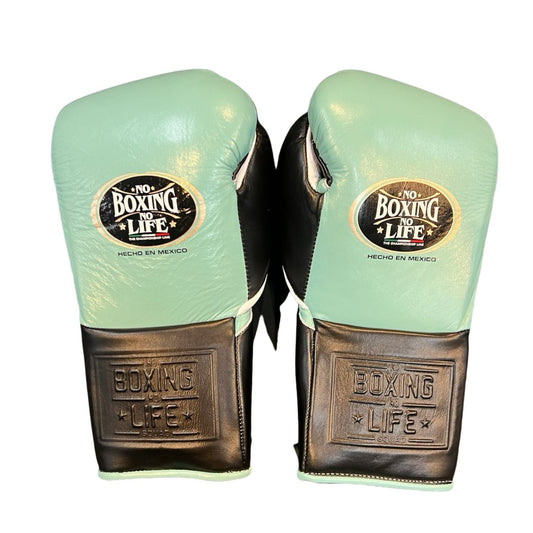 No Boxing No Life Training Gloves – Mint Green and Black Lace-up Style