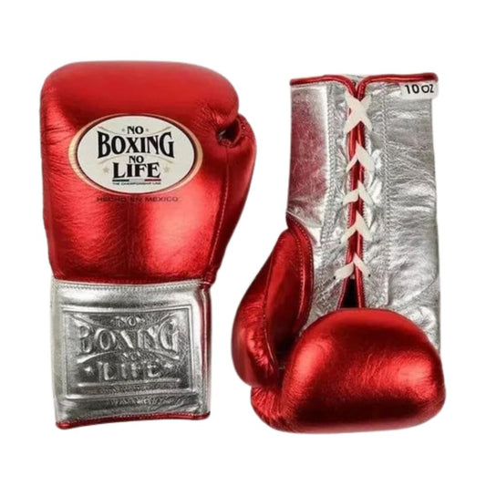 No Boxing No Life Red Silver Boxing Gloves – Premium Fight Gear