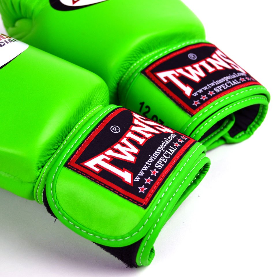 Twins Lime Green Velcro Boxing Gloves