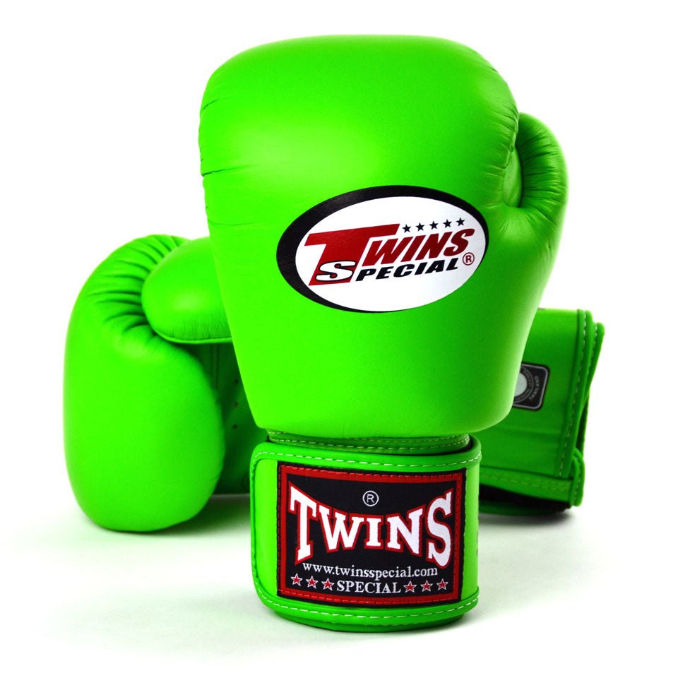 Twins Lime Green Velcro Boxing Gloves
