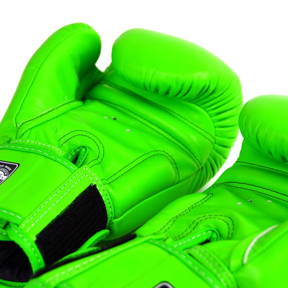 Twins Lime Green Velcro Boxing Gloves