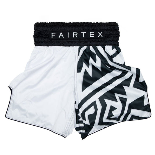 Fairtex Mono Boxing Shorts – Black & White Geometric Design