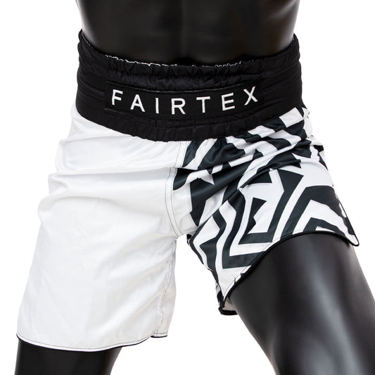 Fairtex Mono Boxing Shorts – Black & White Geometric Design
