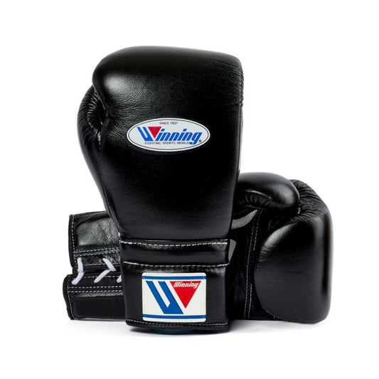 Winning Boxing Gloves – Black Lace-Up Training & Sparring Gloves